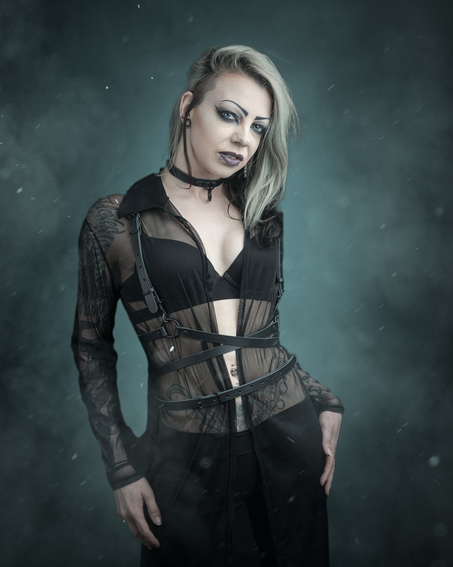 All Black Body-Wrap Waist Harness | Genuine Leather | Custom Handmade
