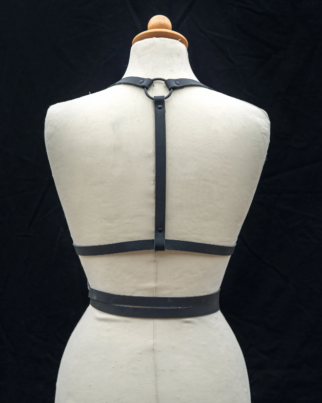 All Black Body-Wrap Waist Harness | Genuine Leather | Custom Handmade