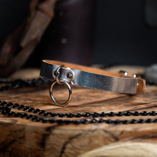 Silver Genuine Leather with Silver Hardware O-Ring Choker *LIMITED EDITION*