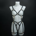 nyx full body leather black gold harness handmade