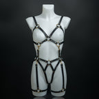 nyx full body leather black gold harness handmade