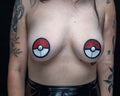 Red and white glitter catch ball leather pasties for cosplay