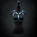 Handmade Edgy Metallic Blue Leather Chest Harness - Versatile Statement Piece