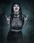 Real Leather Double O-Ring Collar Choker in All Black - Edgy, Gothic and Unique Accessory