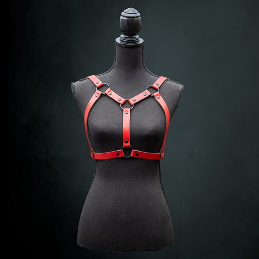 Handmade Red Leather Chest Harness - Versatile Statement Piece *LIMITED EDITION*