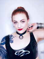 Genuine Leather Double O-Ring Choker | All Black | Alternative Accessories
