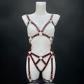 Leather harness set in burgundy with rose gold hardware
