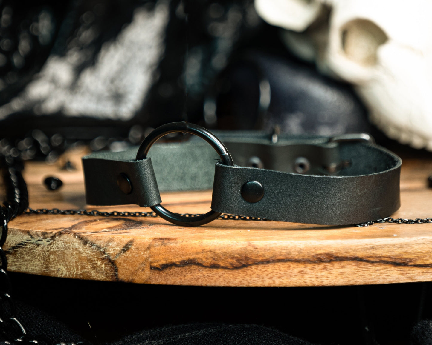 All Black Large O-Ring Choker - Handmade with 100% Real Leather